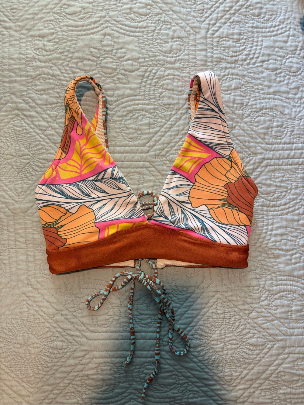 Maaji Pink and Blue Bikini Top